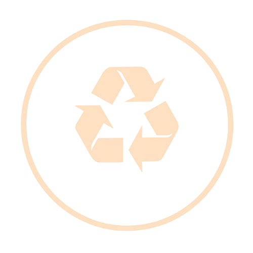 Recycling symbol with a beige border on a white background
